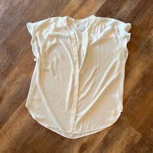 White J Crew flutter sleeve button down blouse